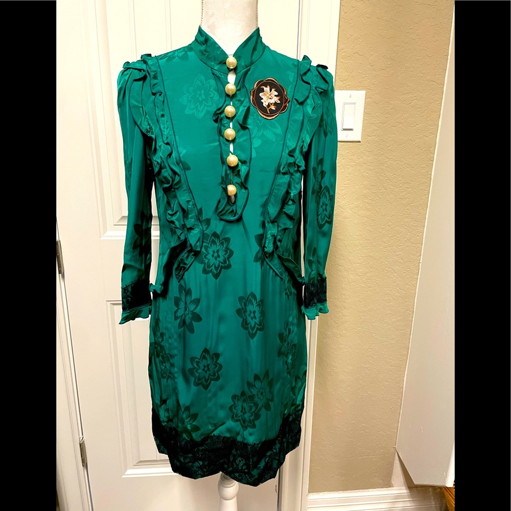 Coach Green Floral Midi Dress